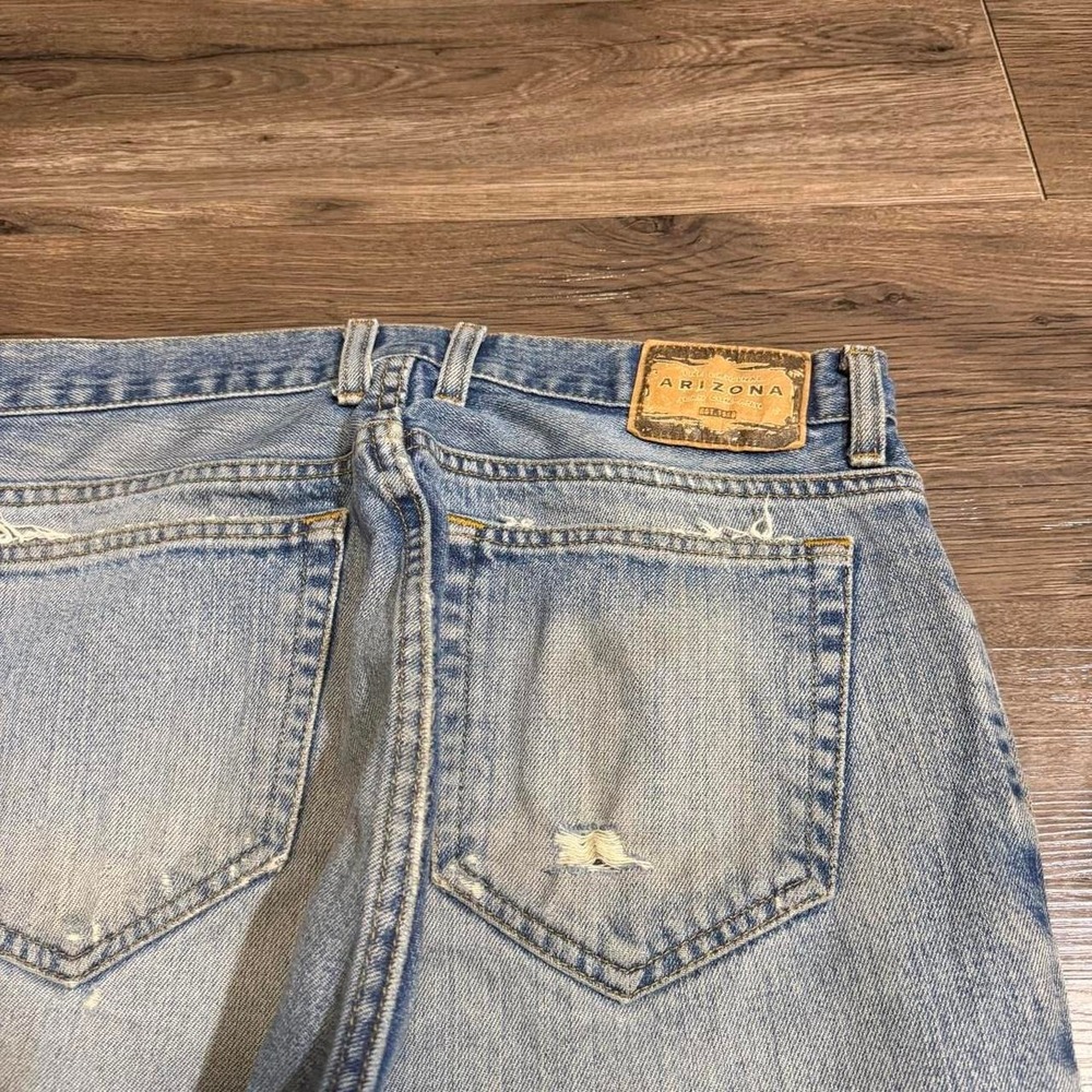 Vintage Y2K baggy bootcut fit Arizona blue distressed faded jeans Size 32x32 - Picture 4 of 8